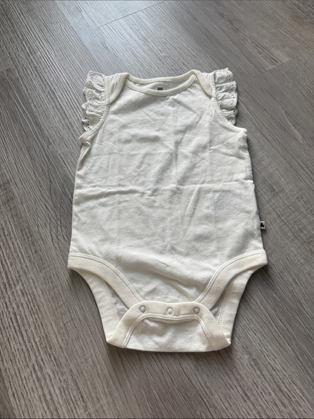 Cream Eyelet Sleeve Baby Onesie
